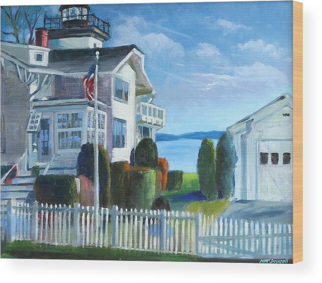 Light Houses Wood Print featuring the painting Hospital Point Light by Michael McDougall