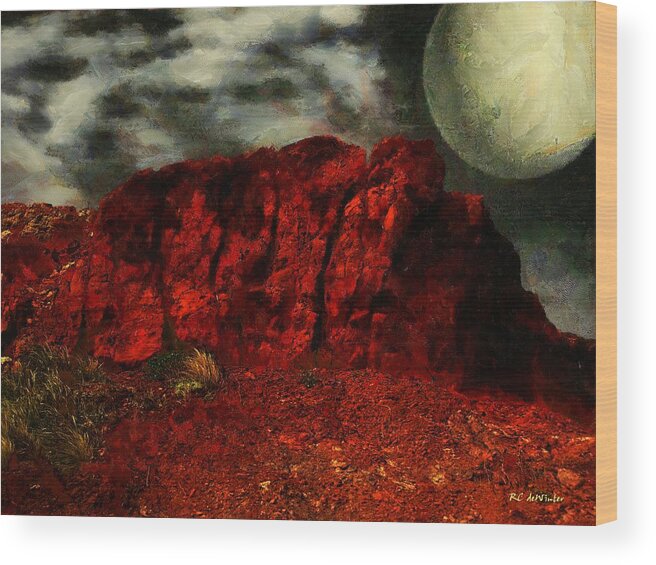 Landscape Wood Print featuring the painting Hot Rocks by RC DeWinter