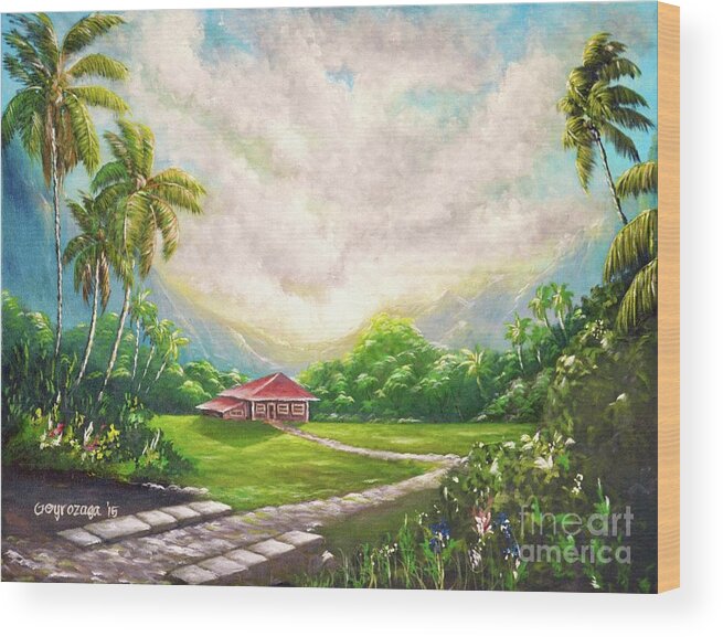 Paradise Wood Print featuring the painting House In The Valley by Larry Geyrozaga