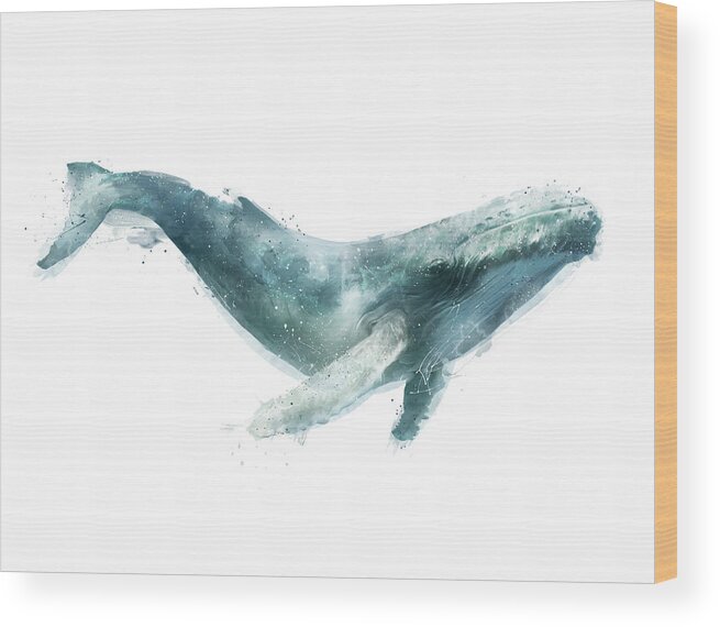 Whale Wood Print featuring the painting Humpback Whale by Amy Hamilton