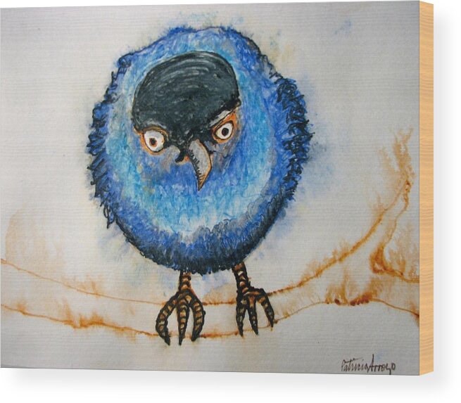 Birds Wood Print featuring the painting I am not going to take it anymore. by Patricia Arroyo