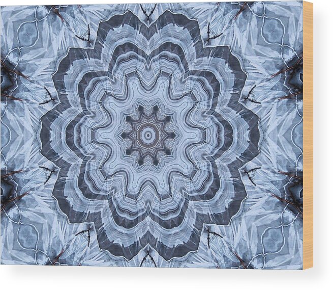 Kaleidoscope Wood Print featuring the digital art Ice Patterns Snowflake by Kristin Elmquist