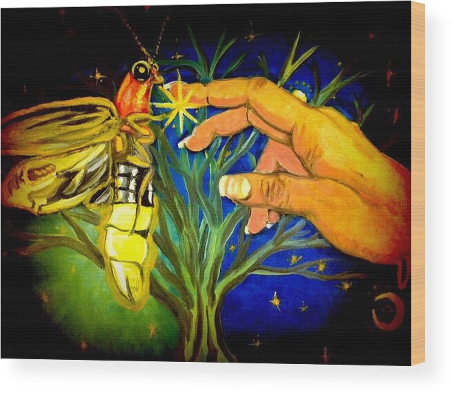 Firefly Wood Print featuring the painting Illumination by Alexandria Weaselwise Busen