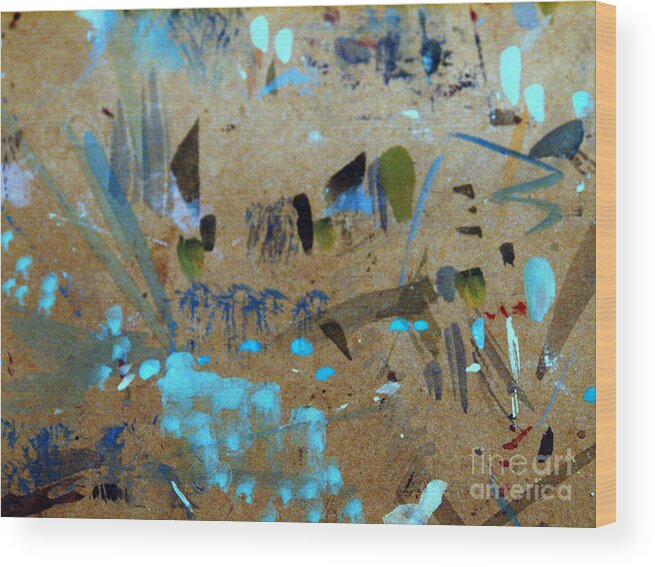 Abstract Gouache And Ink Painting Wood Print featuring the painting Imagine 2 by Nancy Kane Chapman