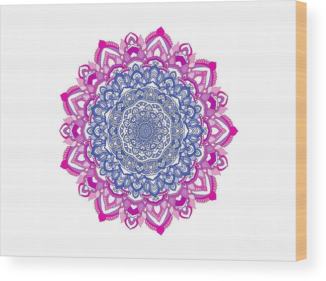 Fleur Mandala Arttherapie Zenart Zendoodle Zentangle Couleurs Floral Zendala Wood Print featuring the digital art Impression Printaniere by Cfnatycf