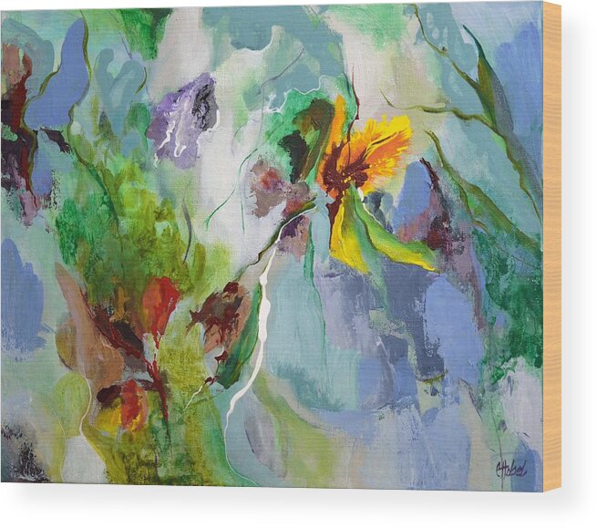 Abstract Floral Wood Print featuring the painting Into the Soul by Chris Hobel