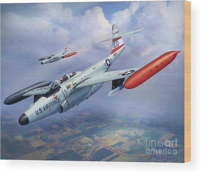 F-89 Wood Print featuring the digital art Iowa ANG F-89J Scorpion by Stu Shepherd