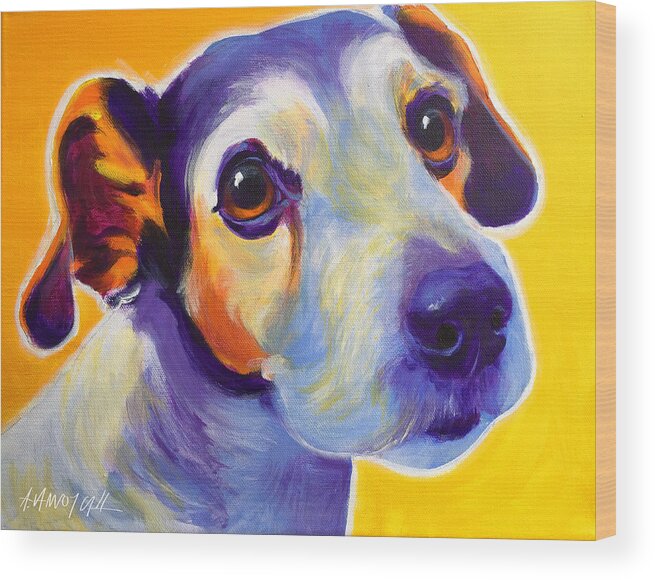 Jack Russell Wood Print featuring the painting Jack Russell - Mudgee by Dawg Painter
