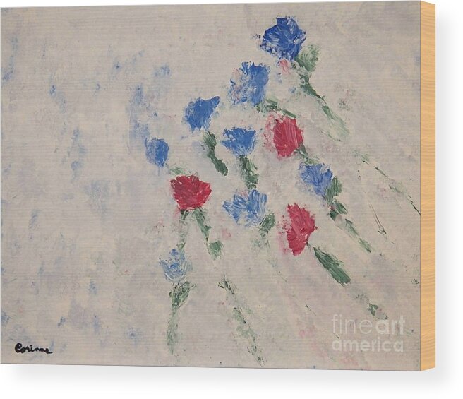 Flower Wood Print featuring the painting J'aime Paris by Corinne Elizabeth Cowherd
