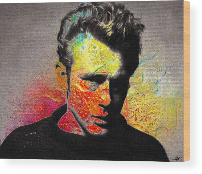 James Dean Wood Print featuring the mixed media James Dean by Tony Rubino