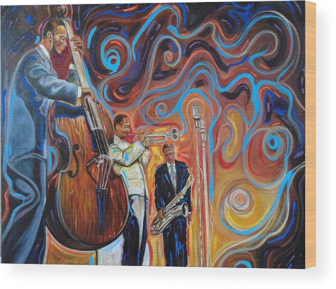 African-american Jazz Wood Print featuring the painting Jazz Brother by Emery Franklin
