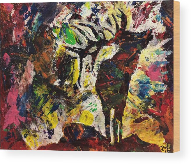 Elk Wood Print featuring the painting Jazzy Elk by Julie Wittwer