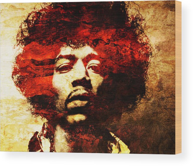 Jimi Hendrix Wood Print featuring the photograph Jimi Hendrix #1 by J U A N - O A X A C A