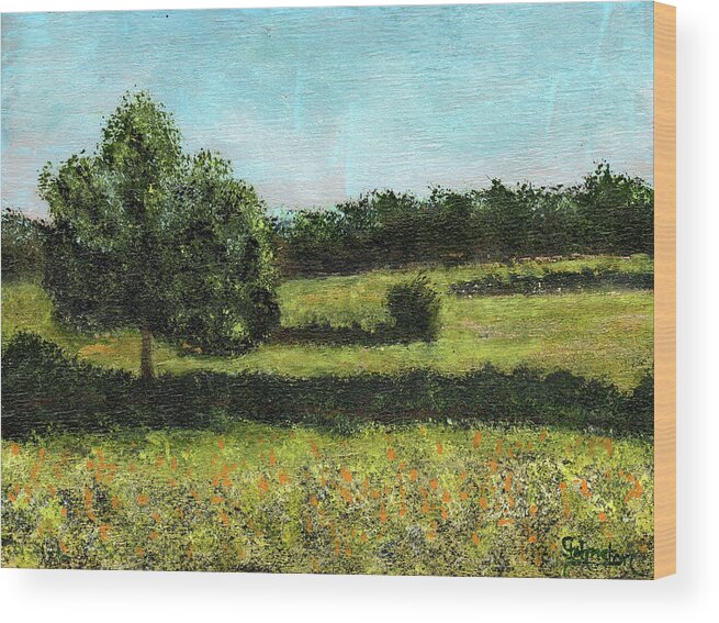 Field Wood Print featuring the painting Kanaka Meadow by Cindy Johnston