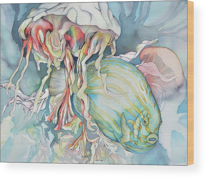 Sea Wood Print featuring the painting Karnaval by Liduine Bekman
