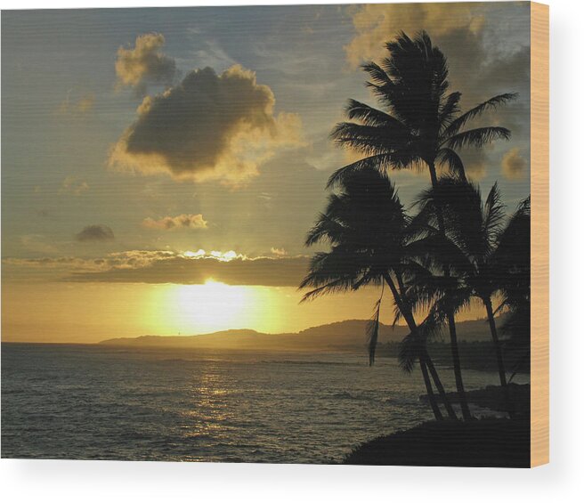 Kauai Wood Print featuring the photograph Kauai, Hawaii - Sunset 15 by Pamela Critchlow