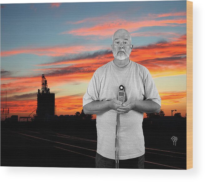 Sunset Wood Print featuring the photograph Ken in Black and White by Darcy Dietrich