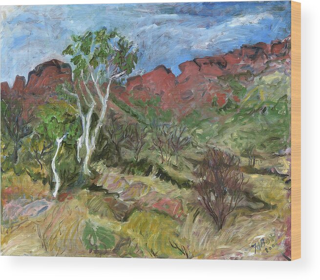Australia Wood Print featuring the painting Kings Canyon by Joan De Bot