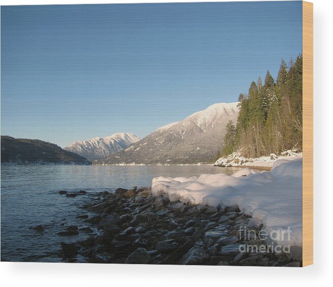 Kootenay Wood Print featuring the photograph Kootenay Lake Winter by Leone Lund