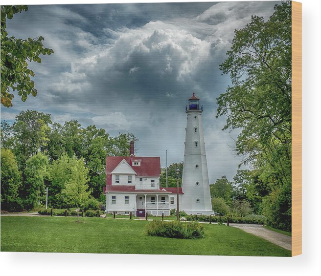 Lighthouse Wood Print featuring the photograph Lake Park Light Station by Kristine Hinrichs