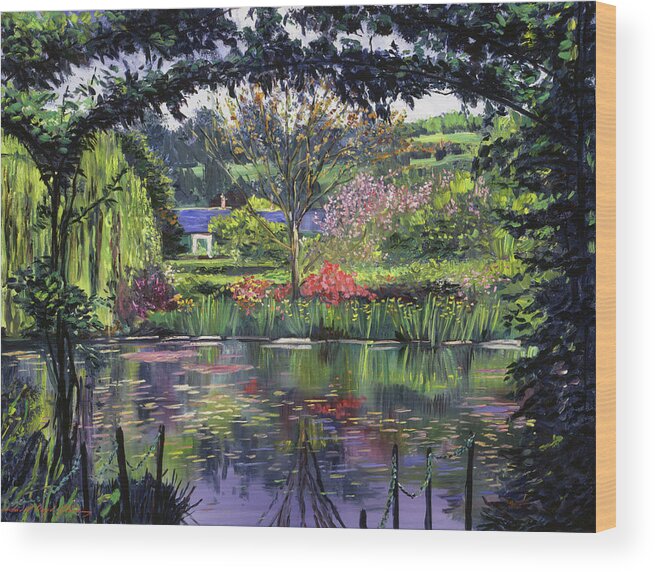 Landscapes Wood Print featuring the painting Lakeside Giverny by David Lloyd Glover