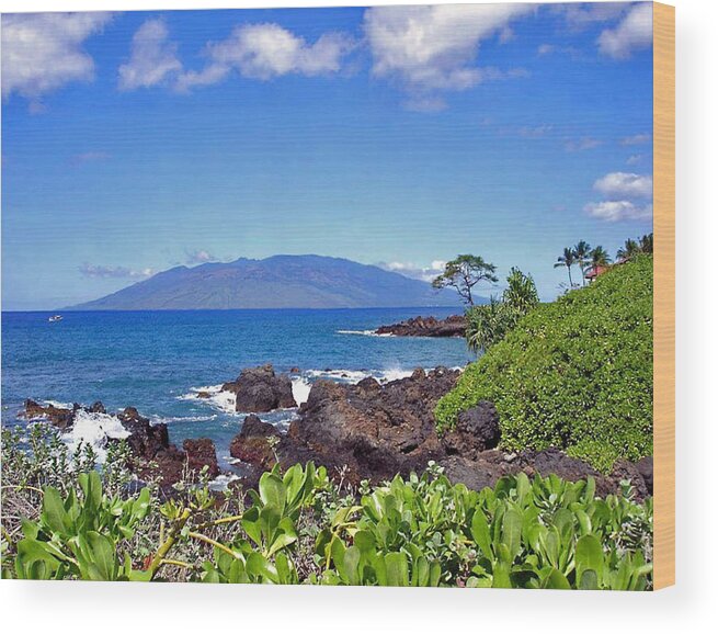 Lanai From Maui Wood Print featuring the photograph Lanai from Maui by Ellen Henneke