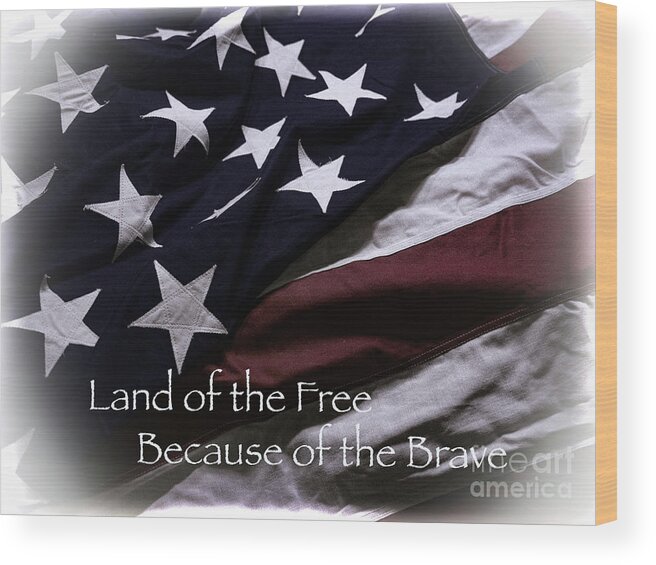 American Flag Wood Print featuring the digital art Land of the Free by Scott and Dixie Wiley