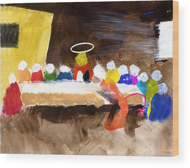 Jesus Wood Print featuring the mixed media Last Supper w-Judas by Curtis J Neeley Jr