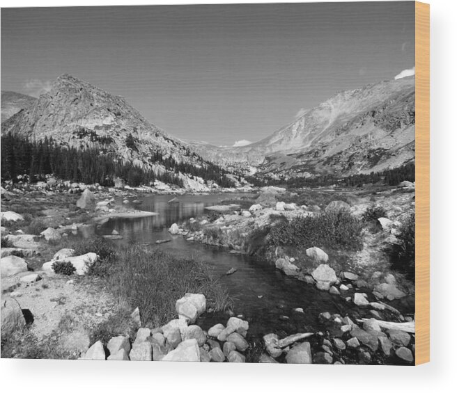 Lake Wood Print featuring the photograph Lawn Lake Black And White by Thomas Samida