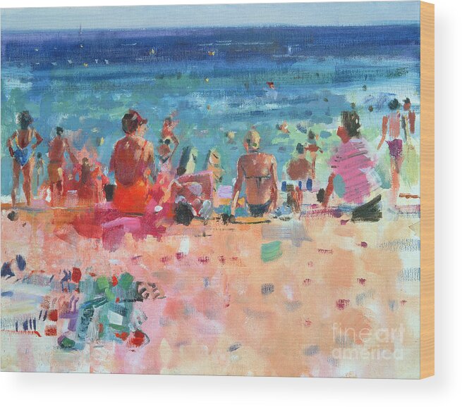 Beach Wood Print featuring the painting Lazy Sunny Afternoon by Peter Graham