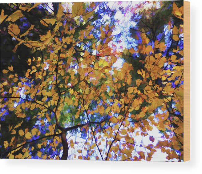 Leaves Of Autumn Wood Print featuring the painting Leaves of Autumn by Jeelan Clark