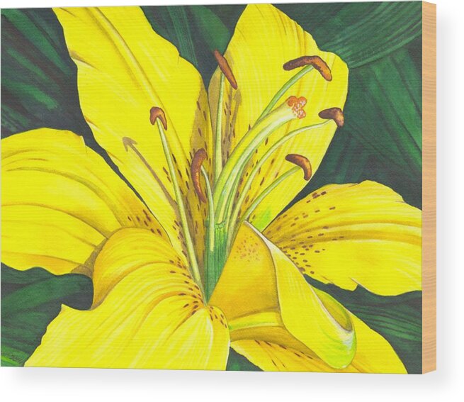 Lily Wood Print featuring the painting Lemon Lily by Catherine G McElroy