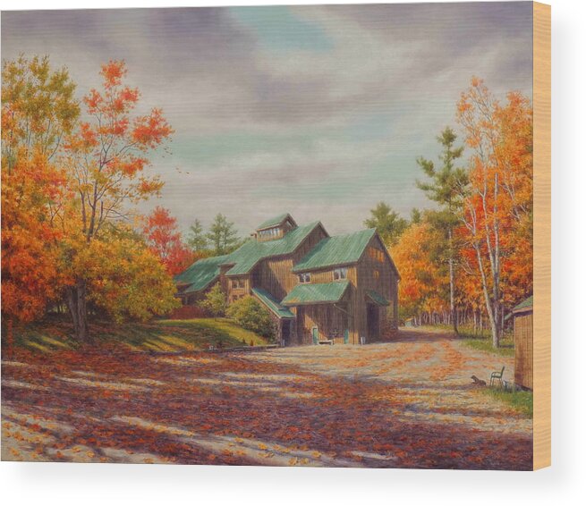 Landscape Wood Print featuring the painting Levon Helm Studios Legendary Ramble Barn by Barry DeBaun