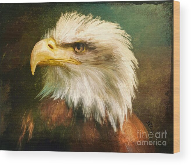 Eagle Wood Print featuring the painting American Bald Eagle by Tina LeCour