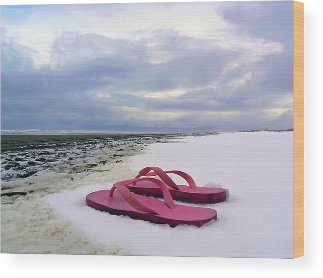 Pink Wood Print featuring the photograph Life Can Be A Beach by Pamela Patch