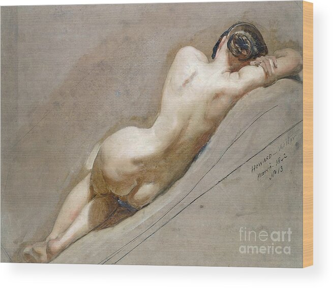 Nude; Back Wood Print featuring the painting Life study of the female figure by William Edward Frost