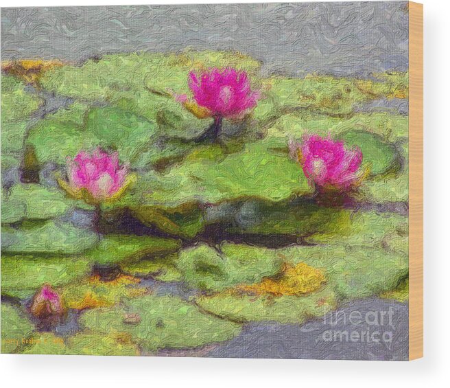 Lily Wood Print featuring the photograph Lily Pads by Larry Keahey