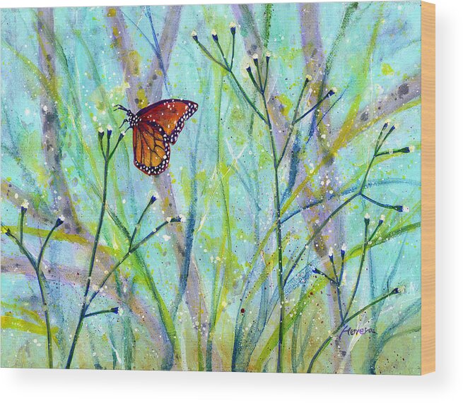 Butterfly Wood Print featuring the painting Lingering Memory 2 by Hailey E Herrera