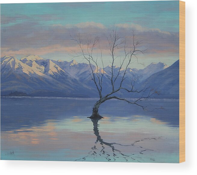 Lone Tree Wood Print featuring the painting Lone tree by Graham Gercken