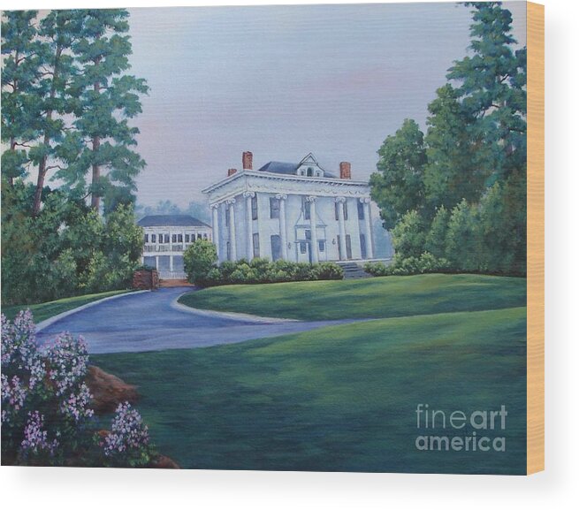 Historical Home Wood Print featuring the painting Lookaway Hall by Jerry Walker