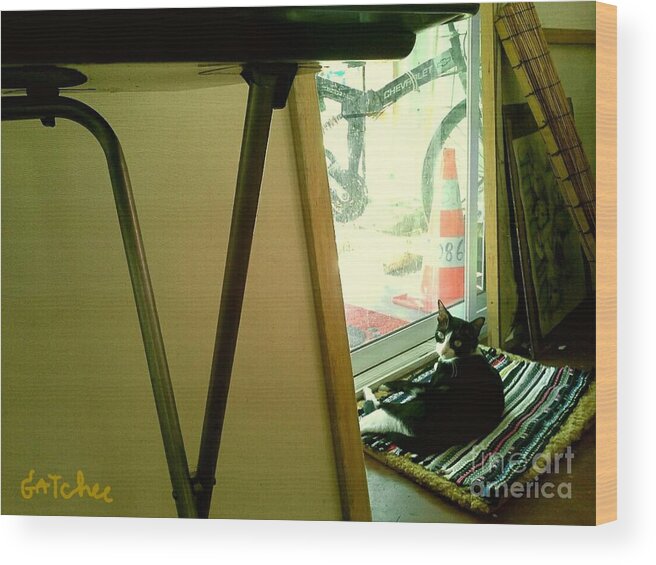 Cat Wood Print featuring the photograph Looking to Me by Sukalya Chearanantana