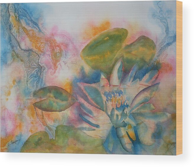 Lotus Flower Wood Print featuring the painting Lotus Flower Abstract by Warren Thompson