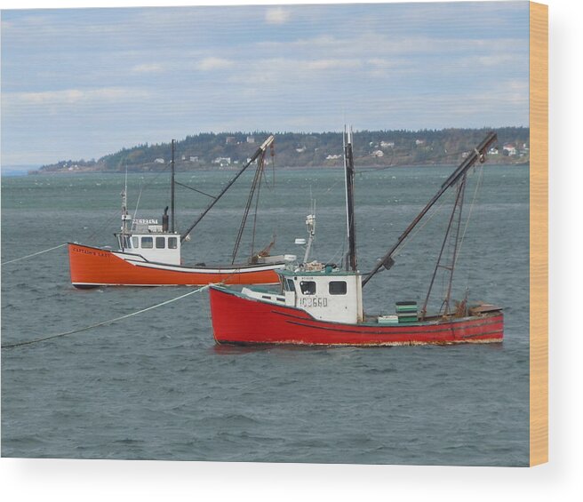 Lobster Boats Wood Print featuring the photograph Lubec Lobster Boats by Francine Frank