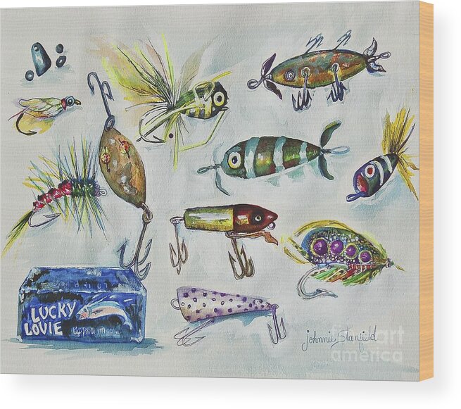 LUCKIE LOUIE fishing Lures Wood Print by Johnnie Stanfield - Pixels