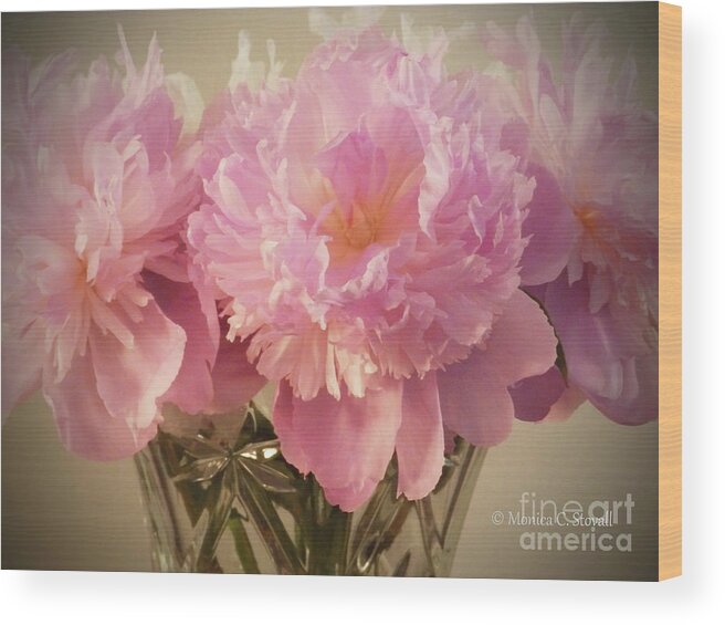 Flowers Wood Print featuring the photograph M Shades of Pink Flowers Collection No. P75 by Monica C Stovall
