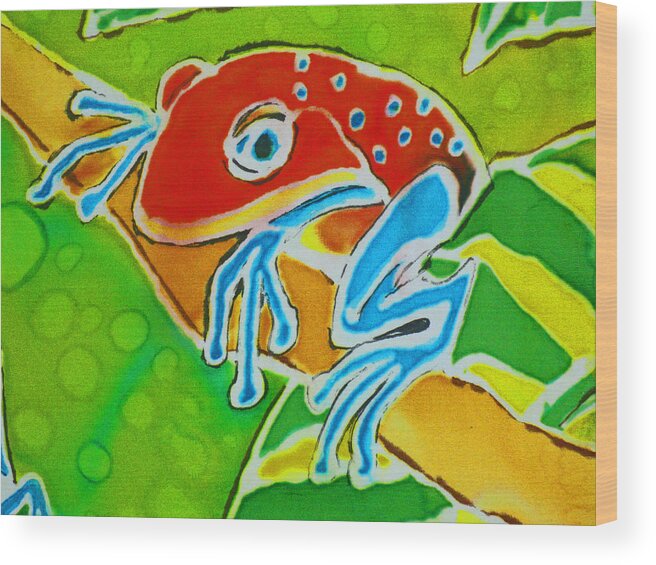 Frog Wood Print featuring the painting Ma Froggy Just Hangin by Kelly Smith