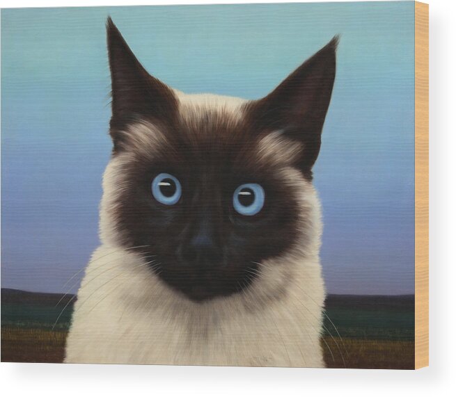 Cat Siamese Siamese Cat Siamese Kitten Kitten Kitty Machka Chat Pet Blue Eyes Pussy James W Johnson Wood Print featuring the painting Machka 2001 by James W Johnson