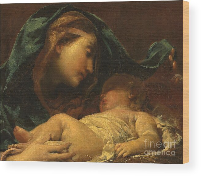 Madonna Wood Print featuring the painting Madonna and Child by Giuseppe Maria Crespi