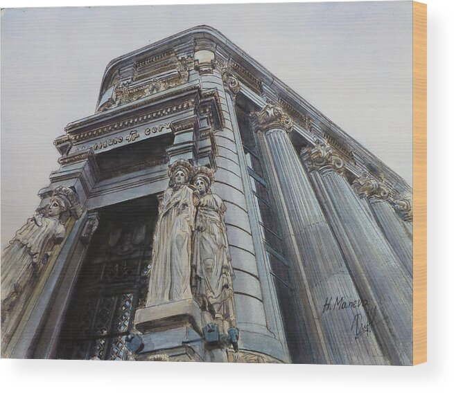 Madrid Wood Print featuring the painting Madrid II Instituto Cervantes by Henrieta Maneva