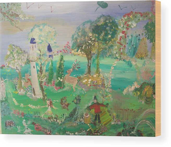 Magical Wood Print featuring the painting Magical Garden by Judith Desrosiers